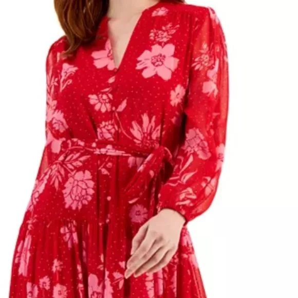 macy's red floral dress And Now This Trendy Plus Puff-Sleeve Floral Maxi Dress, Created for Macy's